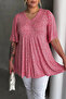 Plus Size V-Neck Short Sleeve Skirt with Exaggerated Print Blouse 98-5 - 6