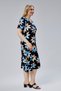 Women's Dress with Short Sleeve Wide Black with Blue Mink Flowers - 3