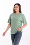 Women's Mint Green Oversize Crew Neck 100% Cotton Plain Basic Summer T-Shirt - 3