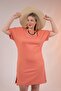 210105 Women's Crew Neck Dress with Pockets Orange
