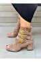 Ellas Vizon Suede Suede Buckle 5 cm Heel Sandals Summer Boots - 5