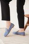 Women's Denim Blue Daily Comfortable Stylish Detailed Oxford Masculine Soft Leather Loafer Ballet Shoes - 3