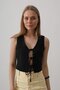 Shilsee Women's Black Front Tie Lined Vest - 2