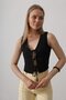 Shilsee Women's Black Front Tie Lined Vest - 4