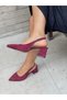 MARIA Burgundy Calf Suede Heeled Sandals Shoes - 2