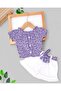 Girl's Summer Interlock Corded Fabric Floral Printed Muslin Shorts Top and Bottom Baby Set