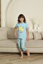 Mother Daughter Short Sleeve Crew Neck Printed Lemon Blue Pajamas Set - 2