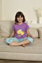 Mother Daughter Short Sleeve Crew Neck Printed Lemon Purple Pajamas Set - 3