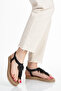 Wicker Flip Flops Handmade Sewn Stone Pipe Black Stylish Women's Sandals - 3