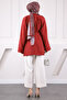 Burgundy Balloon Sleeve Belted Shirt - 4