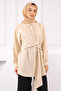 Beige Belt Detailed Wrap Shirt