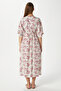Women's Katy Pink Floral Elastic Waist Slit Viscose Summer Dress - 4