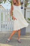 White-Navy Blue Pocket Lined Cotton A-Form Fit Woven Dress 50 90