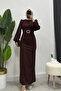 Scuba Seçil Detailed Hijab Brown Dress - 2