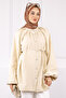 Beige Balloon Sleeve Belted Shirt