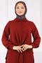 Claret Red Front Tie Shirt Skirt Suit - 4
