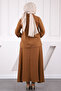 Brown Front Tie Shirt Skirt Suit - 4