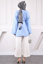 Baby Blue Balloon Sleeve Belted Shirt - 4
