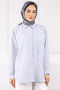 Navy Blue Single Pocket Striped Shirt