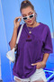 Unisex Spirit Printed Relaxed Cut Purple T-Shirt - 2