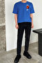 Unisex Beach Sunset Printed Relaxed Cut Sax-Blue T-Shirt - 2
