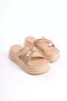 Ruby Flat Heeled Stone Cross Striped Thick and Orthopedic Sole Women's Slippers Tt - Ten - 4