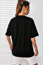 Unisex Cats on a Rope Themed Printed Relaxed Fit Black T-Shirt - 2