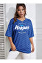 Unisex Pleasure Printed Relaxed Cut Sax-Blue T-Shirt