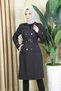 Women's Long Lined Double Breasted Collar Young Sports Large Size Waterproof Trench Coat with Pockets - 6