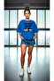 Unisex I'M Not Short Penguin Printed Relaxed Fit Sax-Blue T-Shirt