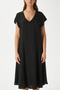 Women's Luisa Black Midi Length Bell Cut Viscose Dress - 6