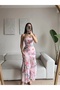 Floral strapless Draped dress - pink - 4