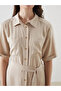 Lcw grace beige linen blended shirt dress - 3
