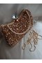 Women's Powder Evening Dress Real Crystal Rough Stone Event Special Occasion Portfolio and Clutch Bag - 7