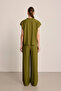 Blouse with Ruffled Collar and Bead Accessories - Khaki - 4