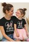 Mama Bunny and Mini Bunny Printed Crewneck Cotton Short Sleeve Mom and Daughter Tee