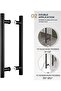 EaseLife 16" Double Sided Push Pull Door Handle, Matte Black, Stainless Steel, H Shape Sliding Door - 6