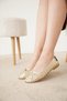 Twi̇s Knitted Detailed Bow Genuine Leather Women's Ballerinas