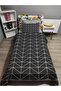 Quilted Gray Geometric 4-Piece (100% Cotton 100X200 with Elastic Sheets) Single Bedspread Set - 2