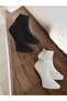 4Pair Black White Solid Color Cotton Men Booties Socks Ankle Length Short Sock - 4