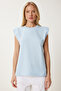 Padded Cotton Knitted T-Shirt Sky Blue Lub0109 - 3