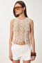 Openwork Summer Knitwear Blouse Cream Ltp0019 - 4