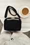 Linen Medium Size Women's Hand and Shoulder Bag with Gold Lock Accessories - 2