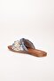 Women's Flat Heeled Slippers Blue Stone Tasseled Thick Tekband - 5