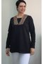 Black Leopard Print Long-Sleeved Combed Viscose T-Shirt - 5