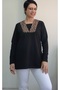 Black Leopard Print Long-Sleeved Combed Viscose T-Shirt - 4