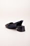 Large Size Women's Short Heeled Shoes Navy Blue Square Stone Open Heel - 5