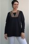Black Leopard Print Long-Sleeved Combed Viscose T-Shirt - 6