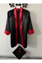 5-6 Years Old Kindergarten Kep Cübbe Black Red Graduation Suit Double Suit - 3