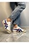 Comfortable Casual Lace-Up Sports Sneaker White Blue Red - 8